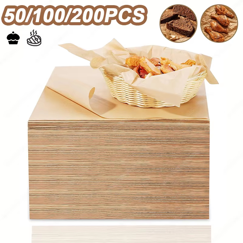 Commercial Kitchen Pans - 50/100/200PCS Baking Paper Parchment Baking Sheet