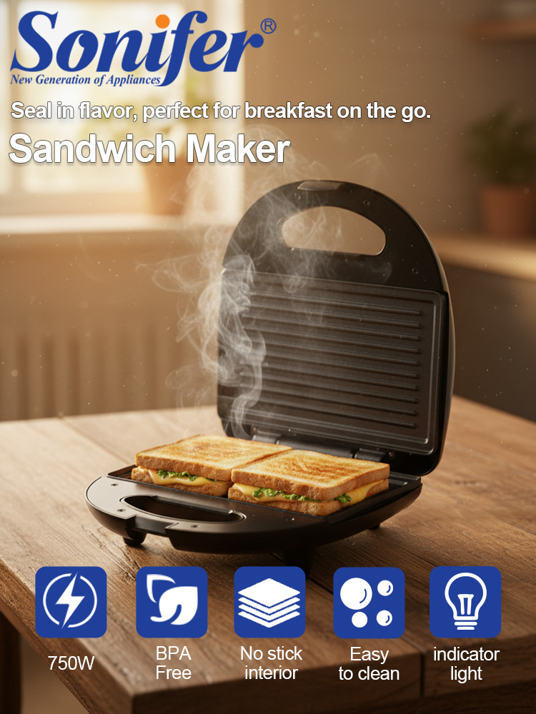 Sandwich Press Panini - Sandwich Maker Sonifer SF-6173 750W Non