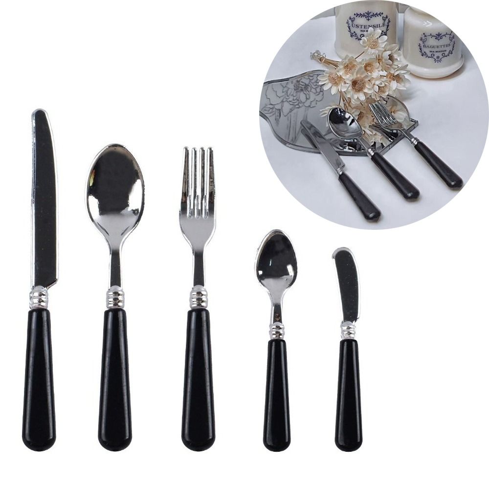 Commercial Kitchen Knife Set - 5pcs Set 1/6 Scale Miniature Dollhouse