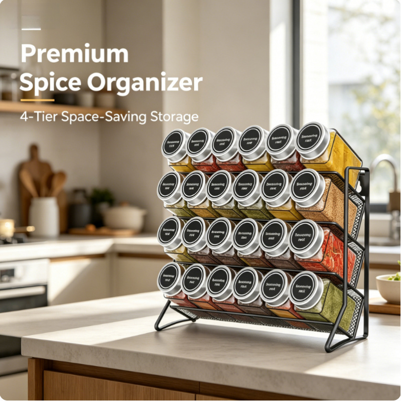 4 Tier Carbon Steel Spice Orga - đánh giá và giá Commercial Kitchen Shelving
