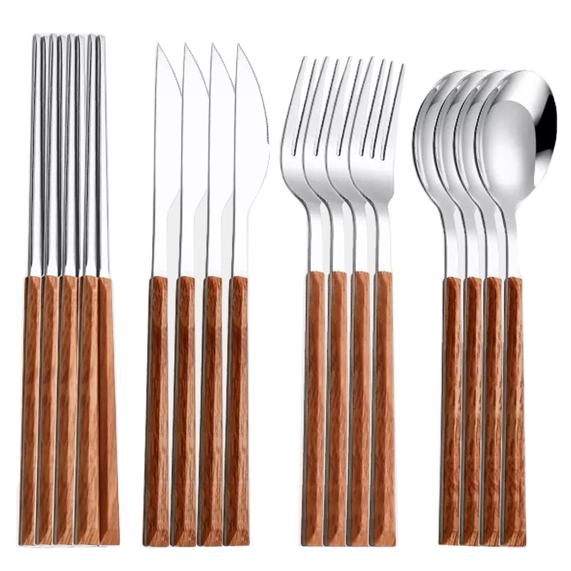 Wood Handle Cutlery Set Korean - đánh giá và giá Commercial Kitchen Knife Set