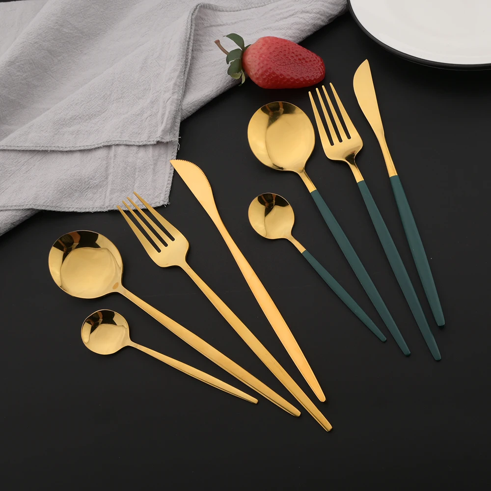 16Pcs Green Gold Dinnerware St - đánh giá và giá Commercial Kitchen Knife Set