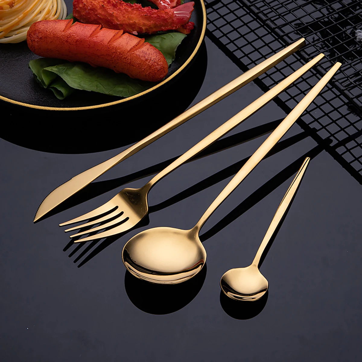 16Pcs Gold Dinnerware Stainles - đánh giá và giá Commercial Kitchen Knife Set